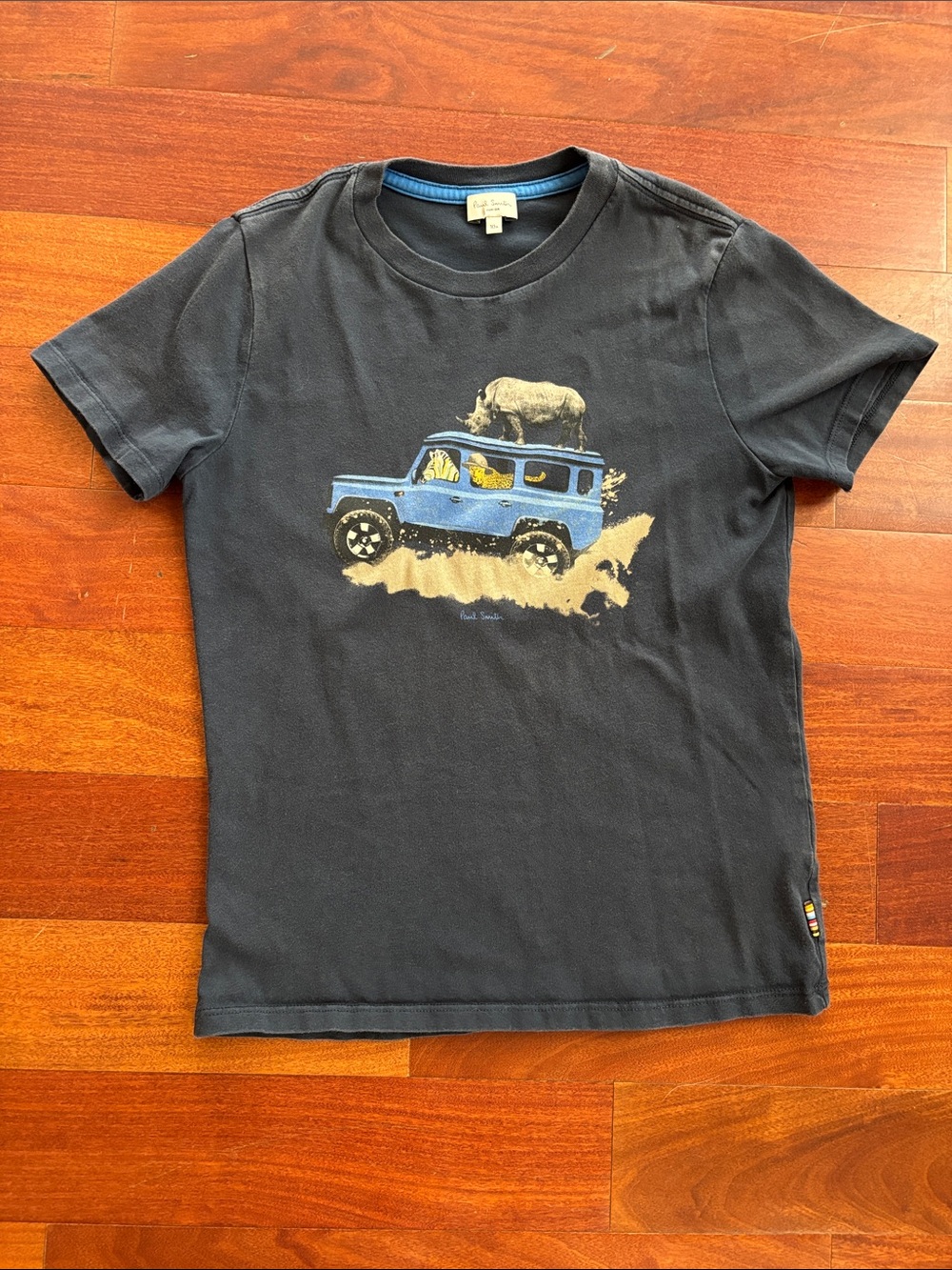 Paul Smith Kids Navy Blue Tee with Blue Jeep and Animal Graphic